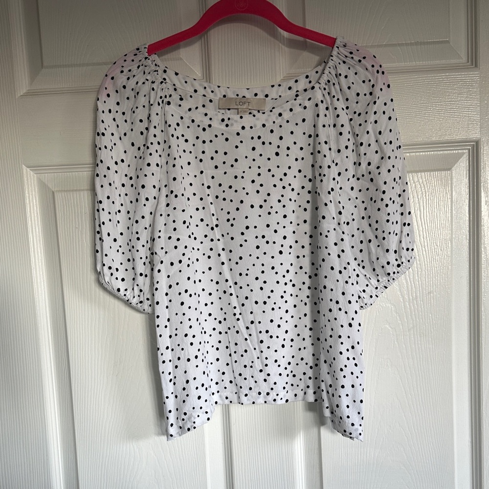 LOFT Black Polka Dot Blouse